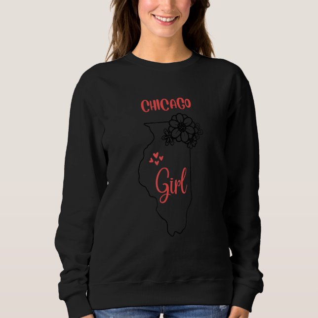 I Love State Of Illinois Flower Outline Chicago Ci T Shirt (Framsida)