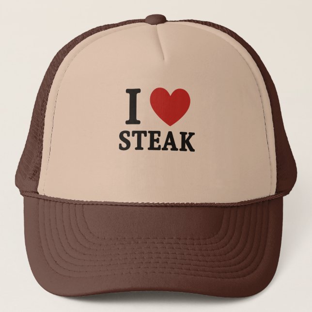 I Love Steak – Funny Meat Lover & BBQ Shirt Keps (Framsida)