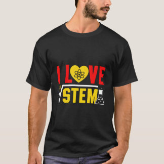 I Love Stem Science Tech English Math Teacher Back T Shirt
