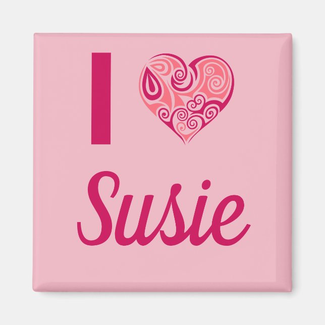 I Love Susie Tribal Heart Magnet (Framsidan)