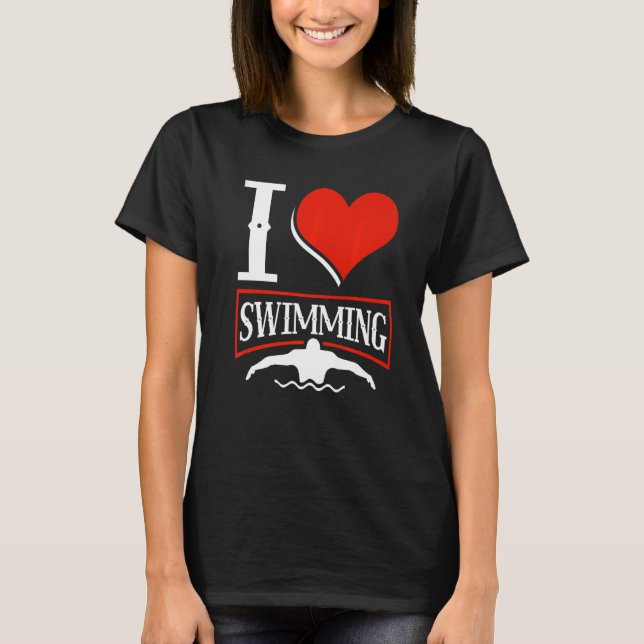 I Love Swimming Swimmer Swim Premium T Shirt (Framsida)