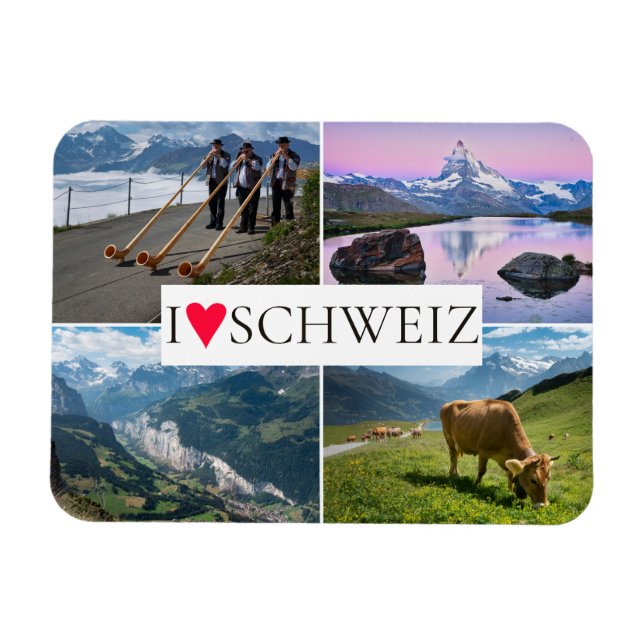 I love Switzerland photo collage souvenir Magnet (Horisontell)