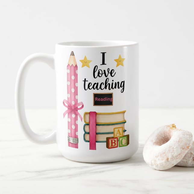 I love teaching reading teacher coffee mug  kaffemugg (Med munk)