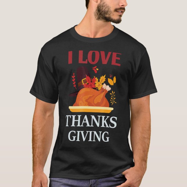I Love Thanksgiving Costume Turkey Day Pilgrim Boy T Shirt (Framsida)