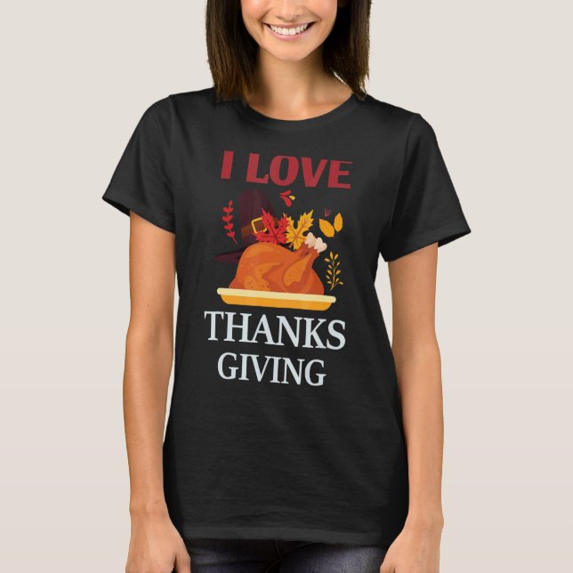 I Love Thanksgiving Costume Turkey Day Pilgrim Boy T Shirt (Framsida)