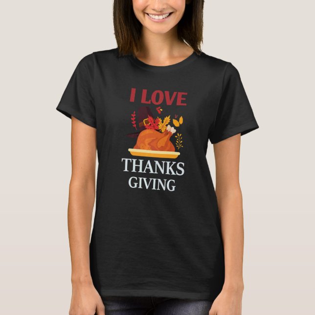 I Love Thanksgiving Costume Turkey Day Pilgrim Boy T Shirt (Framsida)
