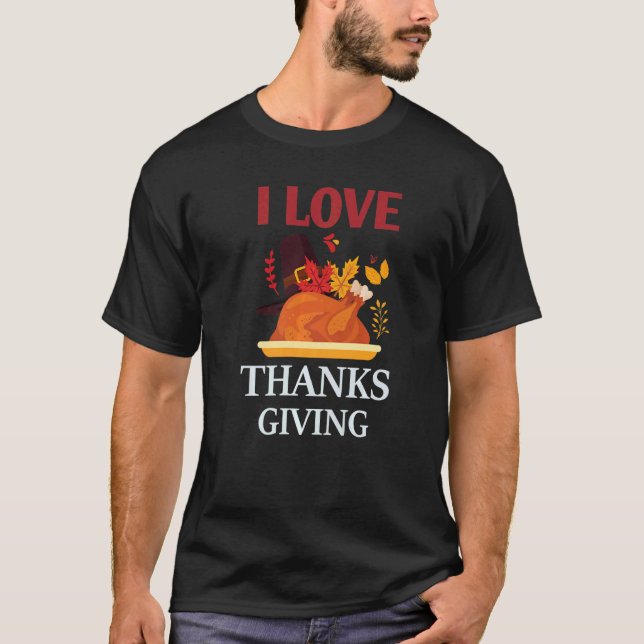 I Love Thanksgiving Costume Turkey Day Pilgrim Boy T Shirt (Framsida)