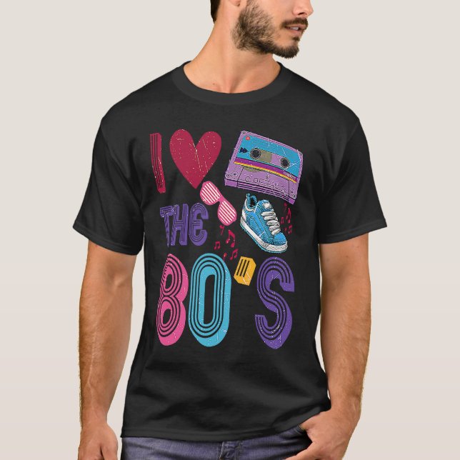 I love The 80's Retro 80's Girl Costume Men Women T Shirt (Framsida)