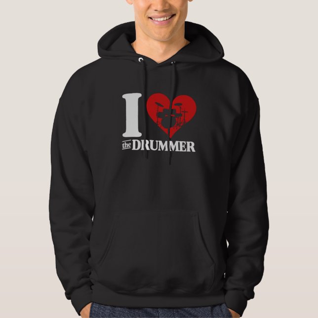 I Love The Drummer Cute I Heart The Drummer Wife G Hoodie (Framsida)