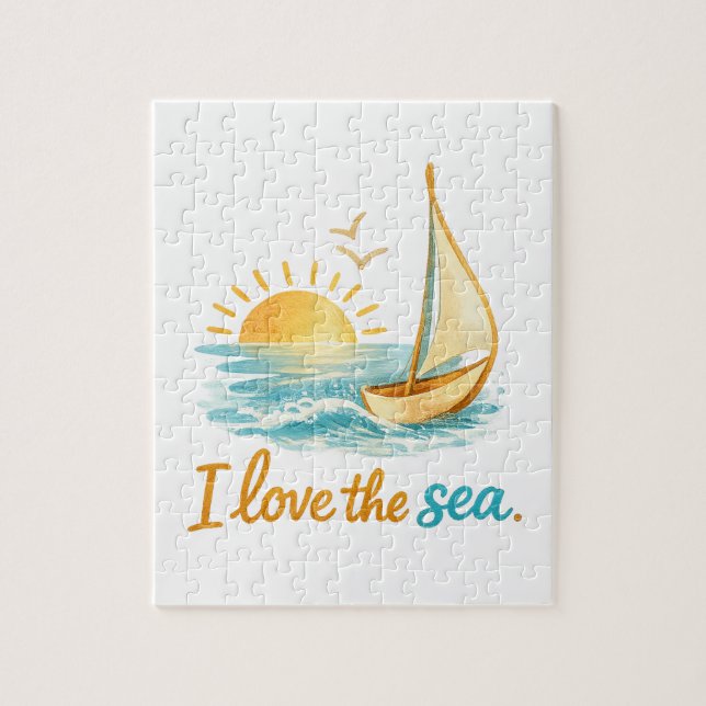 I Love the Sea Sailboat Sunset Ocean 110 Piece Puz Pussel (Vertikal)