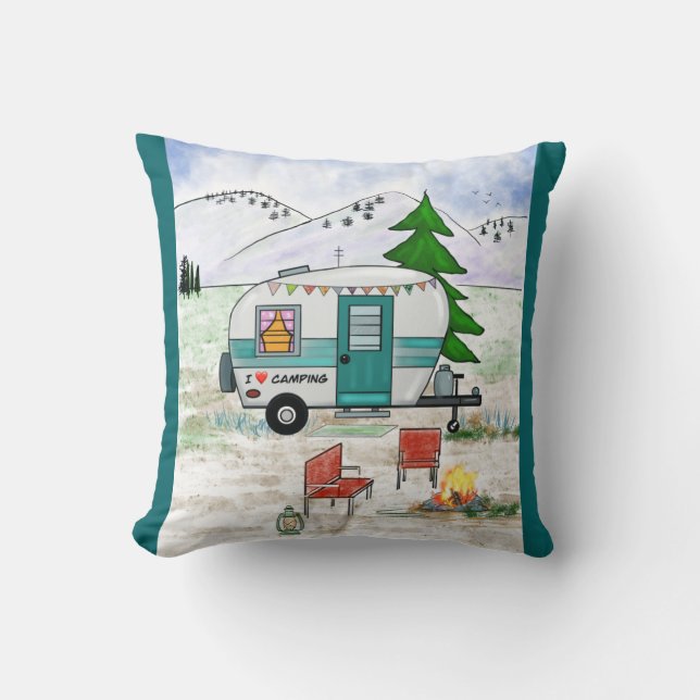 I Love To Camp Throw Pillow Kudde (Framsida)