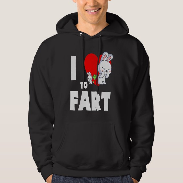 I Love To Fart Youth  Farter  Adult Bunny Rabbit Hoodie (Framsida)