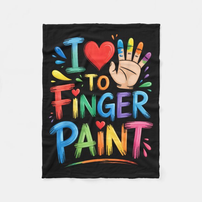 I Love To Finger Paint Couples Art Teacher Finger  Fleecefilt (Framsidan)