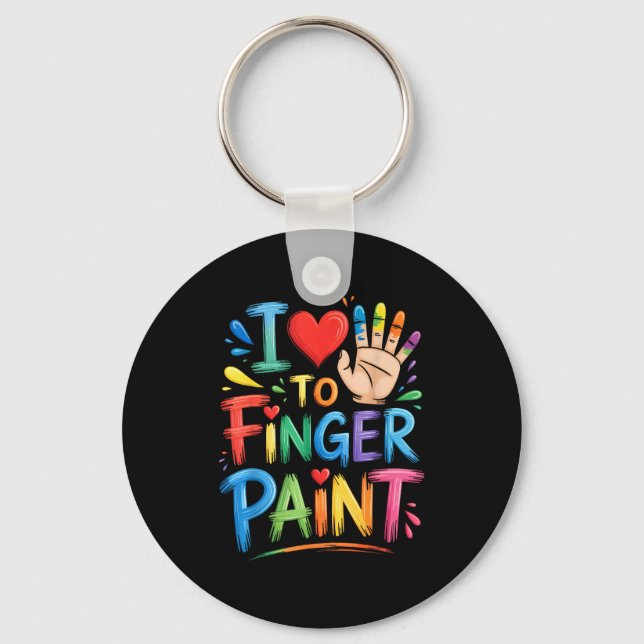 I Love To Finger Paint Couples Art Teacher Finger  Nyckelring (Framsida)