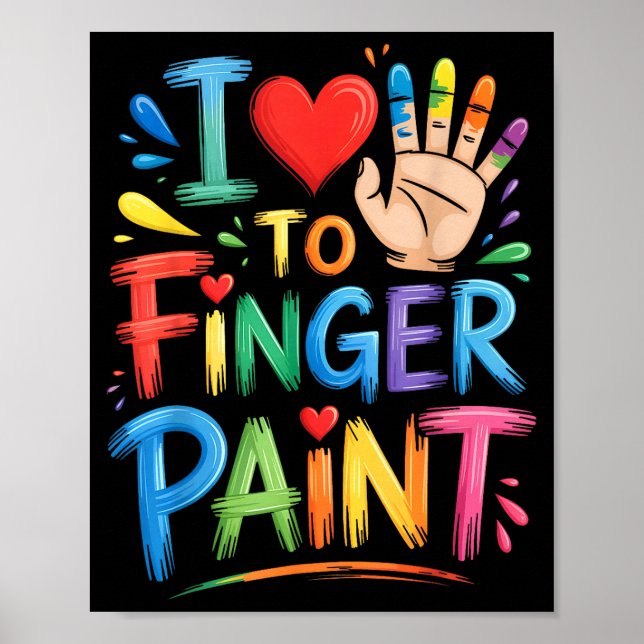 I Love To Finger Paint Couples Art Teacher Finger  Poster (Framsidan)