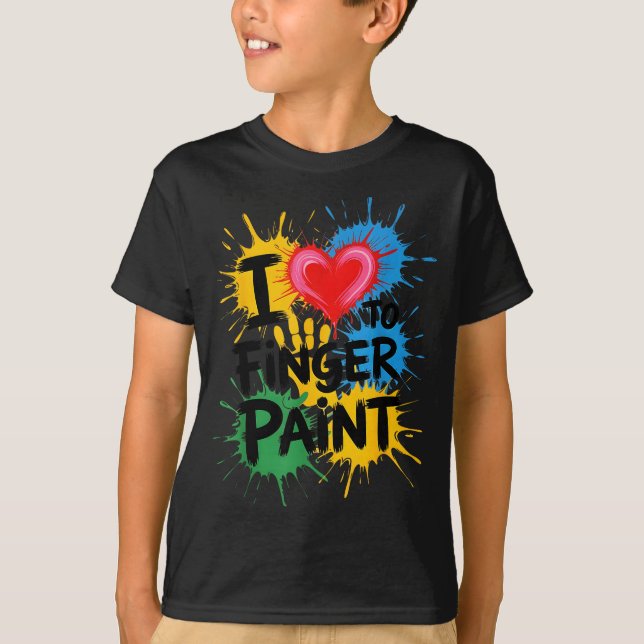 I Love To Finger Paint Couples Art Teacher Finger  T Shirt (Framsida)