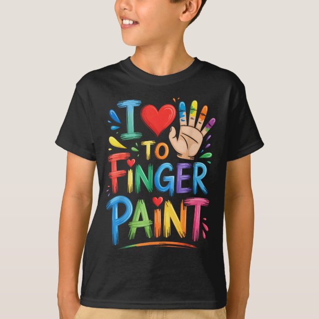 I Love To Finger Paint Couples Art Teacher Finger  T Shirt (Framsida)