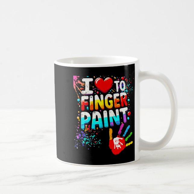 I Love To Finger Paint Im Paint Cute Valentines  Kaffemugg (Höger)