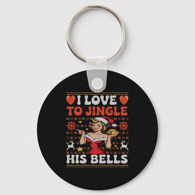 I Love To Jingle His Bells Stuff Her Stocking Ugly Nyckelring (Framsida)