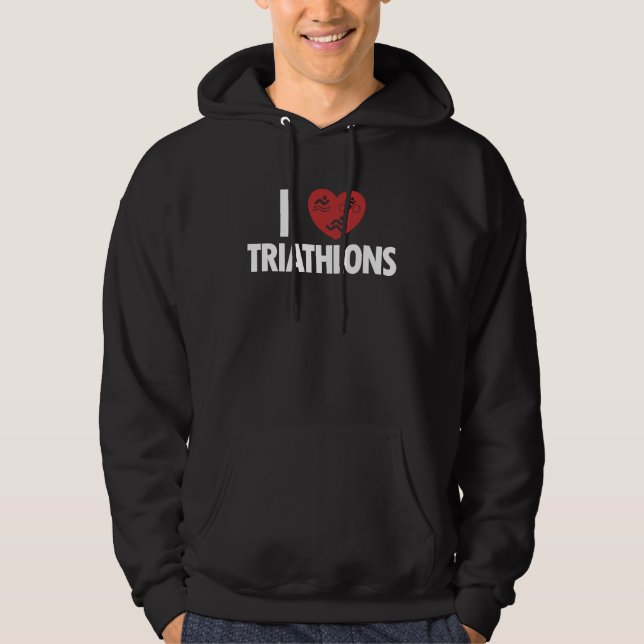 I love Triathlons Triathlete Training Bike Profi T Hoodie (Framsida)