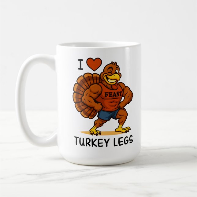 I Love Turkey Legs – Funny Thanksgiving Fitness Kaffemugg (Vänster)