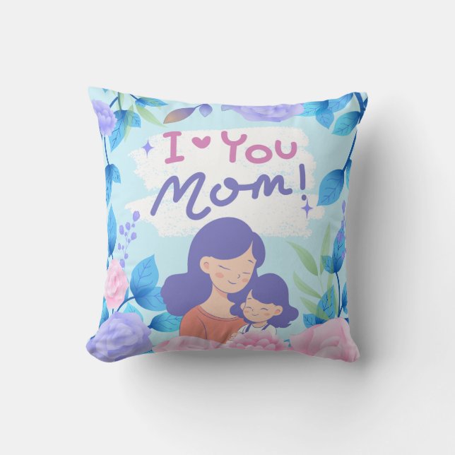 I Love U Mom Heartfelt Message Throw Pillow Kudde (Framsida)