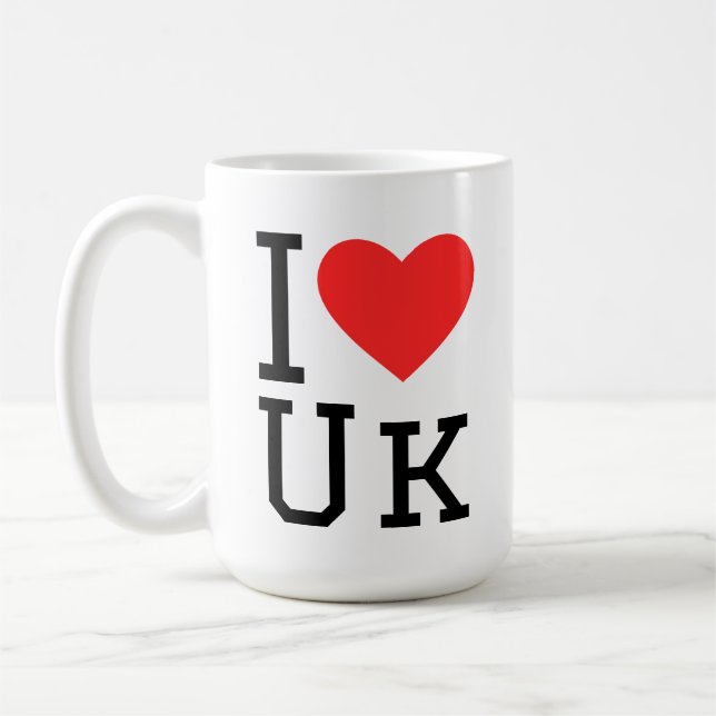 I love uk square sticker kaffemugg (Vänster)