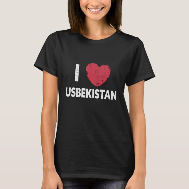 I love Uzbekistan I love Uzbekistan design T Shirt (Framsida)
