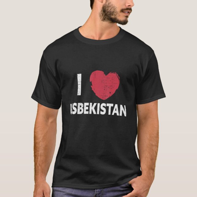I love Uzbekistan I love Uzbekistan design T Shirt (Framsida)