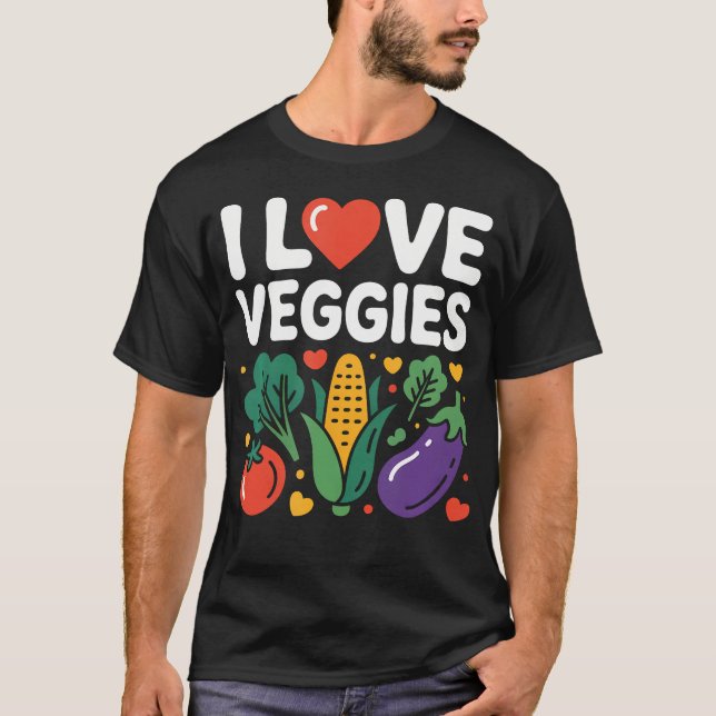 I Love Veggies Cute T Shirt (Framsida)