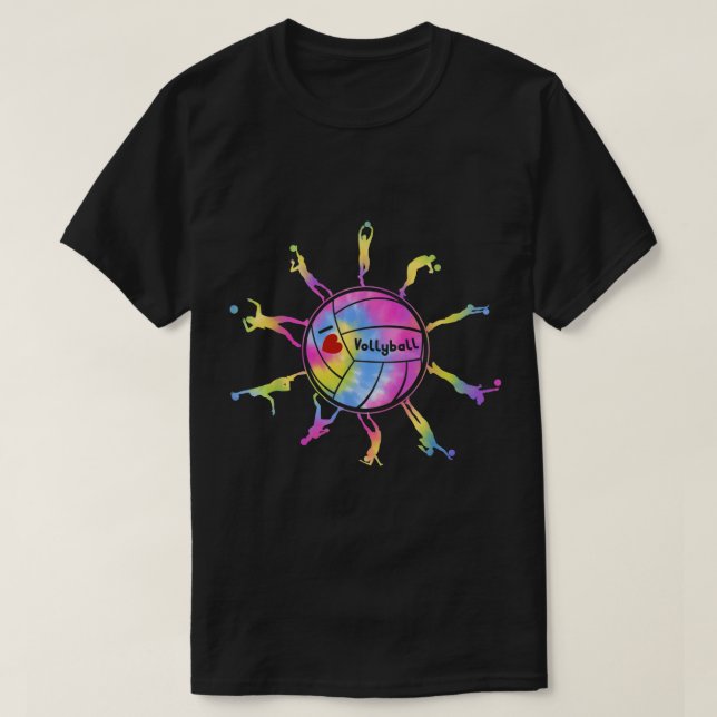 I Love Volleyball Sport Tie Dey Volleyball Fans Te T Shirt (Design framsida)