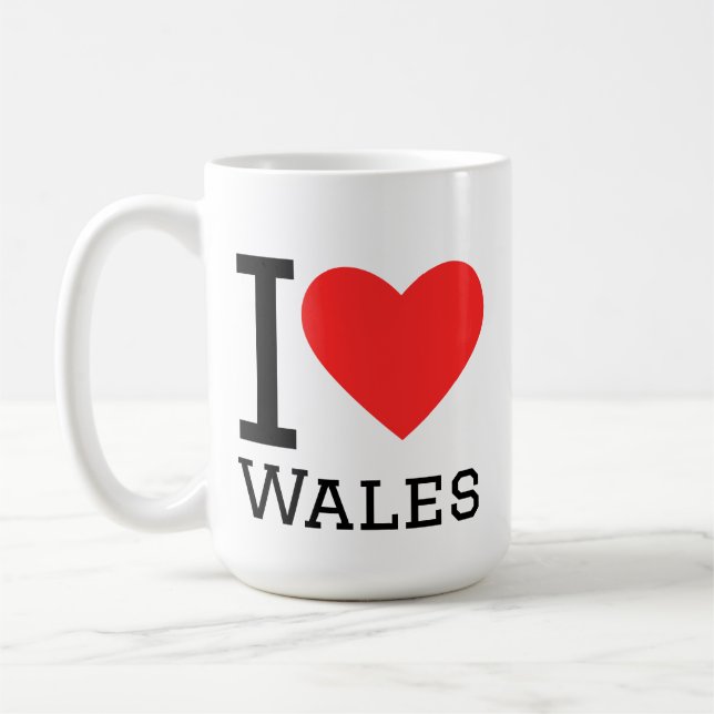 I love wales square sticker kaffemugg (Vänster)