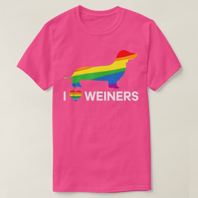 I Love Weiners Dachshund LGB Gay Lesbian Pride   A T Shirt (Design framsida)