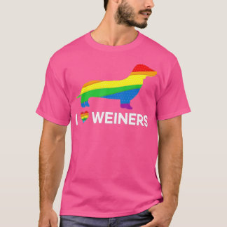 I Love Weiners Dachshund LGB Gay Lesbian Pride   A T Shirt