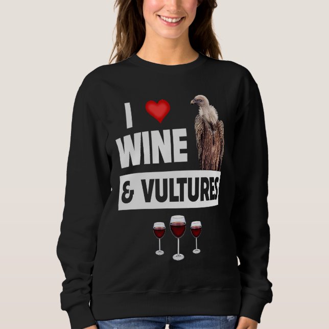 I Love Wine and Vultures Condor Bird Watching Drin T Shirt (Framsida)