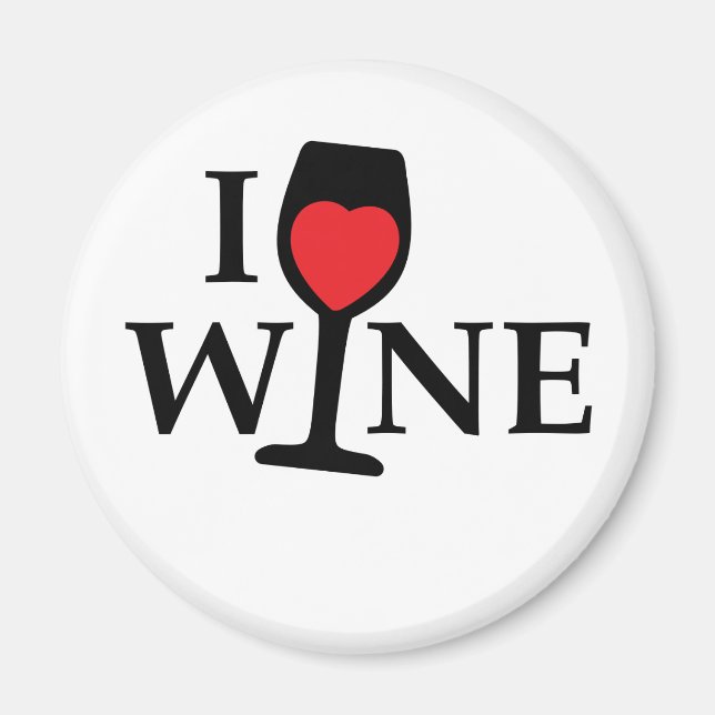 i love wine, ik hou van wijn met rood hartje magnet (Framsidan)