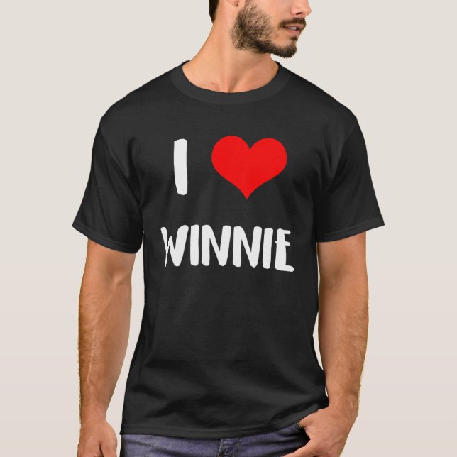 I love WINNIE  valentine guy heart Anniversary 6 T Shirt (Framsida)