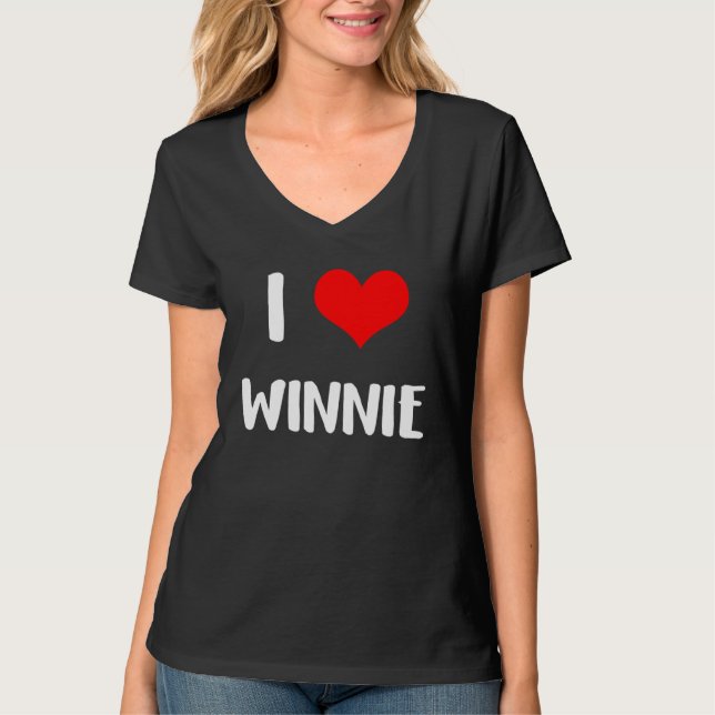 I love WINNIE  valentine guy heart Anniversary 6 T Shirt (Framsida)