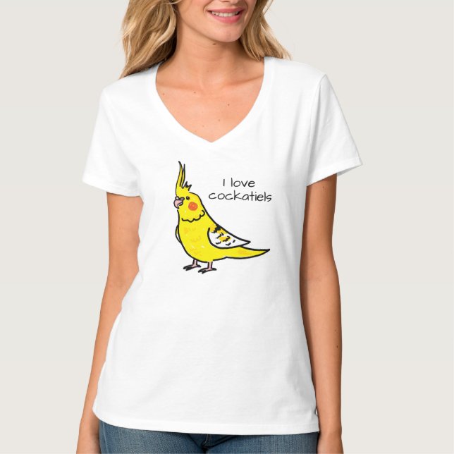 I Love Yellow Cockatiels T Shirt (Framsida)