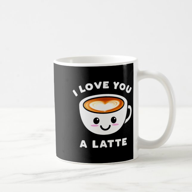 I Love You A Latte Funny Cute Coffee Heart Valenti Kaffemugg (Höger)