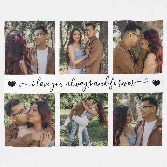 I Love You Always & Forever Modern 6 Photo Collage Fleecefilt (Framsidan (Horisontell))