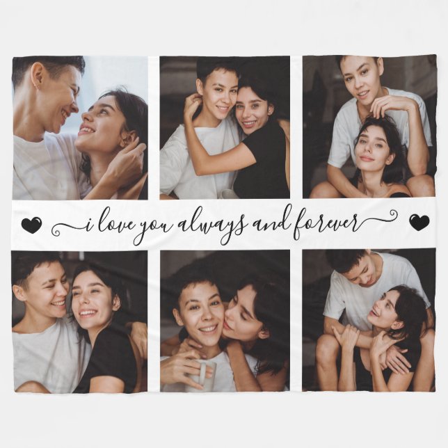 I Love You Always & Forever Modern 6 Photo Collage Fleecefilt (Framsidan (Horisontell))