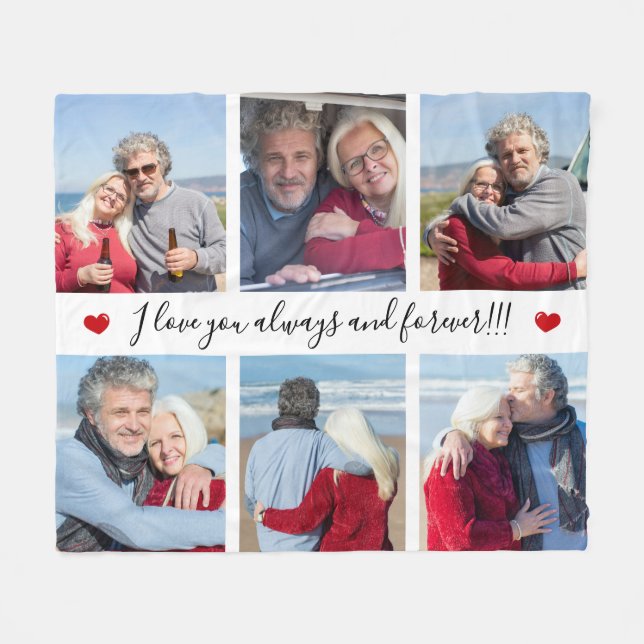 I Love You Always & Forever Modern 6 Photo Collage Fleecefilt (Framsidan (Horisontell))