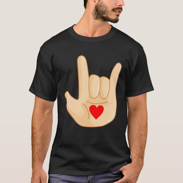 I Love You American Sign Language Hand Gesture T Shirt (Framsida)