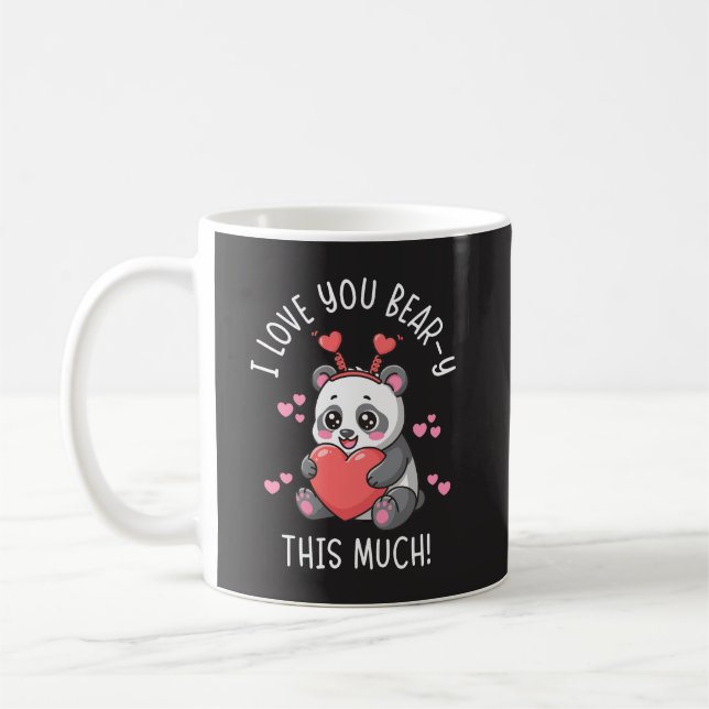 I Love You Bear-y This Much - Cute Panda Valentine Kaffemugg (Vänster)