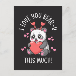 I Love You Bear-y This Much - Cute Panda Valentine Vykort