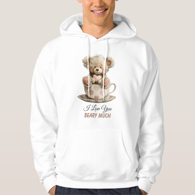 I Love You Beary Much In Cup Postcard Hoodie (Framsida)