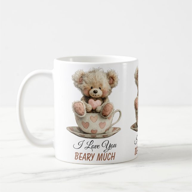 I Love You Beary Much In Cup Postcard Kaffemugg (Vänster)