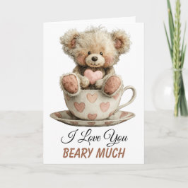 I Love You Beary Much In Cup Postcard Kort