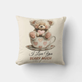 I Love You Beary Much In Cup Postcard Kudde